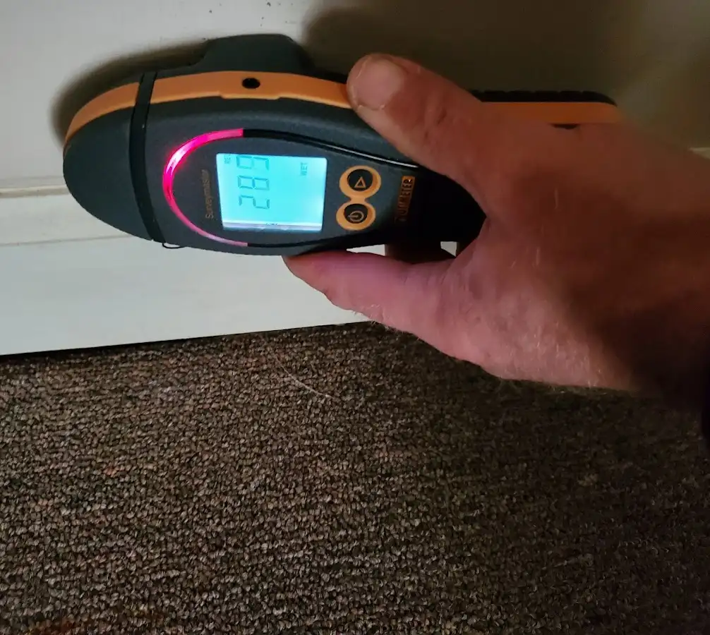 Moisture detection at baseboard during Burst Pipe Cleanup in Twinsburg